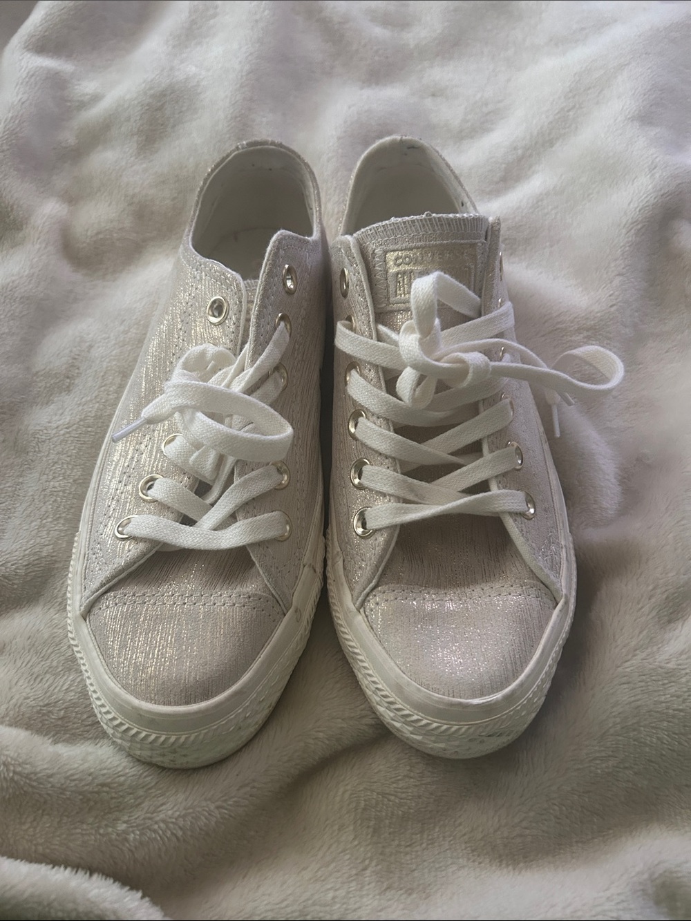 Converse Women’s Glitter White Low-Top Sneakers